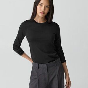 Theory Thin Knit Pinstripe Long Sleeve Crewneck Jersey